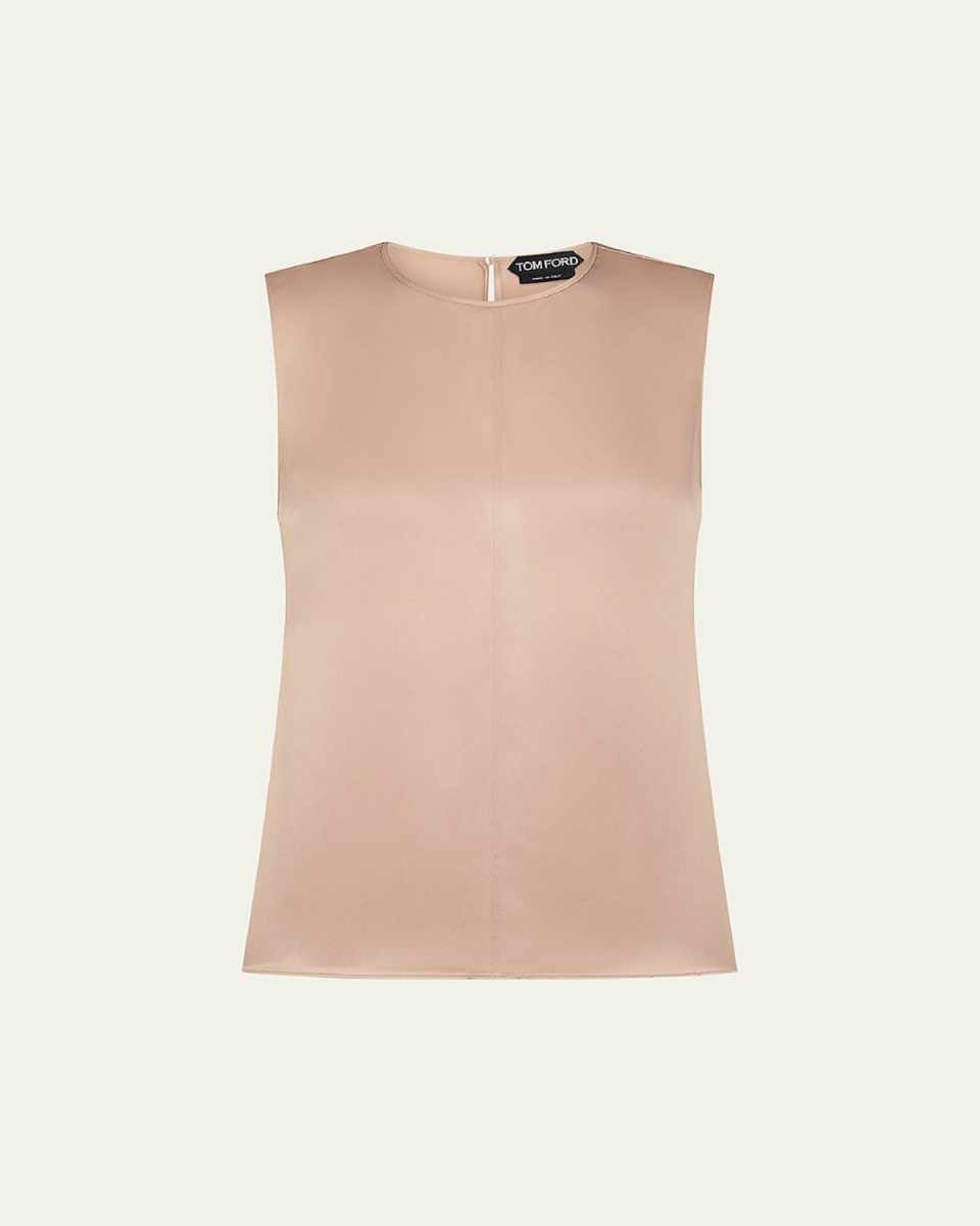 Sleeveless Silk Satin Blouse